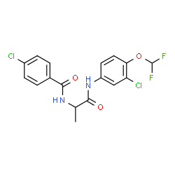 ChemSpider 2D Image | 4-Chloro-N-(1-{[3-chloro-4-(difluoromethoxy)phenyl]amino}-1-oxo-2-propanyl)benzamide | C17H14Cl2F2N2O3