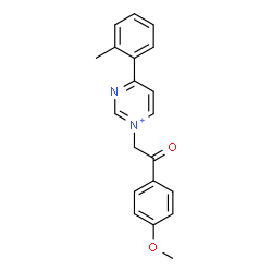 ChemSpider 2D Image | 1-[2-(4-Methoxyphenyl)-2-oxoethyl]-4-(2-methylphenyl)pyrimidin-1-ium | C20H19N2O2
