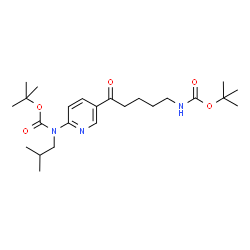 ChemSpider 2D Image | 2-Methyl-2-propanyl isobutyl{5-[5-({[(2-methyl-2-propanyl)oxy]carbonyl}amino)pentanoyl]-2-pyridinyl}carbamate | C24H39N3O5