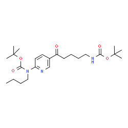 ChemSpider 2D Image | 2-Methyl-2-propanyl butyl{5-[5-({[(2-methyl-2-propanyl)oxy]carbonyl}amino)pentanoyl]-2-pyridinyl}carbamate | C24H39N3O5