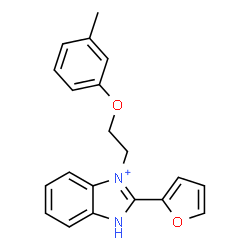 ChemSpider 2D Image | 2-(2-Furyl)-3-[2-(3-methylphenoxy)ethyl]-1H-benzimidazol-3-ium | C20H19N2O2