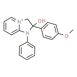 ChemSpider 2D Image | 2-Hydroxy-2-(4-methoxyphenyl)-1-phenyl-2,3-dihydro-1H-imidazo[1,2-a]pyridin-4-ium | C20H19N2O2