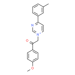 ChemSpider 2D Image | 1-[2-(4-Methoxyphenyl)-2-oxoethyl]-4-(3-methylphenyl)pyrimidin-1-ium | C20H19N2O2
