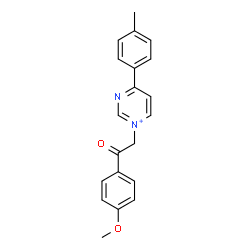 ChemSpider 2D Image | 1-[2-(4-Methoxyphenyl)-2-oxoethyl]-4-(4-methylphenyl)pyrimidin-1-ium | C20H19N2O2