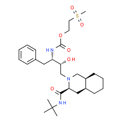 ChemSpider 2D Image | 2-(Methylsulfonyl)ethyl {(2S,3R)-3-hydroxy-4-[(3S,4aS,8aS)-3-[(2-methyl-2-propanyl)carbamoyl]octahydro-2(1H)-isoquinolinyl]-1-phenyl-2-butanyl}carbamate | C28H45N3O6S