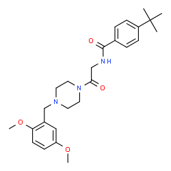 ChemSpider 2D Image | N-{2-[4-(2,5-Dimethoxybenzyl)-1-piperazinyl]-2-oxoethyl}-4-(2-methyl-2-propanyl)benzamide | C26H35N3O4