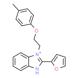 ChemSpider 2D Image | 2-(2-Furyl)-3-[2-(4-methylphenoxy)ethyl]-1H-benzimidazol-3-ium | C20H19N2O2