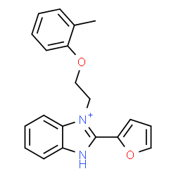 ChemSpider 2D Image | 2-(2-Furyl)-3-[2-(2-methylphenoxy)ethyl]-1H-benzimidazol-3-ium | C20H19N2O2