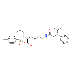 ChemSpider 2D Image | N-[(5S)-6-Hydroxy-5-{isobutyl[(4-methylphenyl)sulfonyl]amino}hexyl]-N~2~-isopropyl-N~2~-phenylglycinamide | C28H43N3O4S