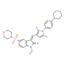 ChemSpider 2D Image | (Z)-3-((1-(4-cyclohexylphenyl)-2,5-dimethyl-1H-pyrrol-3-yl)methylene)-1-ethyl-5-(morpholinosulfonyl)indolin-2-one | C33H39N3O4S