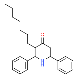 ChemSpider 2D Image | 3-Heptyl-2,6-diphenyl-4-piperidinone | C24H31NO