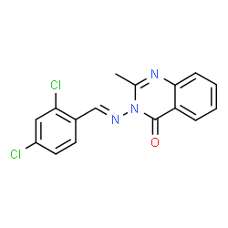 ChemSpider 2D Image | 3-((2,4-Dichlorobenzylidene)amino)-2-methylquinazolin-4(3H)-one | C16H11Cl2N3O