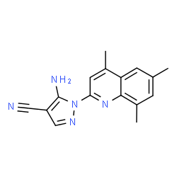 ChemSpider 2D Image | 5-Amino-1-(4,6,8-trimethyl-2-quinolinyl)-1H-pyrazole-4-carbonitrile | C16H15N5
