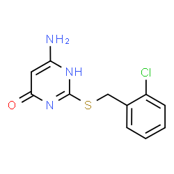 ChemSpider 2D Image | 6-Amino-2-[(2-chlorobenzyl)sulfanyl]-4(1H)-pyrimidinone | C11H10ClN3OS