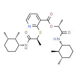 ChemSpider 2D Image | (2R)-1-{[(1R,2R,3S)-2,3-Dimethylcyclohexyl]amino}-1-oxo-2-propanyl 2-{[(2S)-1-{[(1R,2S,3S)-2,3-dimethylcyclohexyl]amino}-1-oxo-2-propanyl]sulfanyl}nicotinate | C28H43N3O4S