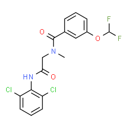 ChemSpider 2D Image | N-{2-[(2,6-Dichlorophenyl)amino]-2-oxoethyl}-3-(difluoromethoxy)-N-methylbenzamide | C17H14Cl2F2N2O3