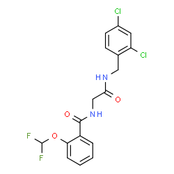 ChemSpider 2D Image | N-{2-[(2,4-Dichlorobenzyl)amino]-2-oxoethyl}-2-(difluoromethoxy)benzamide | C17H14Cl2F2N2O3