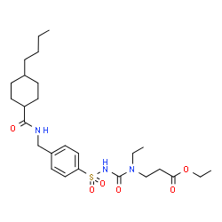 ChemSpider 2D Image | Ethyl N-({[4-({[(4-butylcyclohexyl)carbonyl]amino}methyl)phenyl]sulfonyl}carbamoyl)-N-ethyl-beta-alaninate | C26H41N3O6S