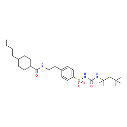ChemSpider 2D Image | 4-Butyl-N-[2-(4-{[(2,4,4-trimethyl-2-pentanyl)carbamoyl]sulfamoyl}phenyl)ethyl]cyclohexanecarboxamide | C28H47N3O4S