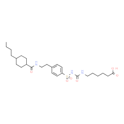 ChemSpider 2D Image | 6-[({[4-(2-{[(4-Butylcyclohexyl)carbonyl]amino}ethyl)phenyl]sulfonyl}carbamoyl)amino]hexanoic acid | C26H41N3O6S