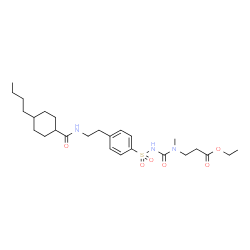 ChemSpider 2D Image | Ethyl N-({[4-(2-{[(4-butylcyclohexyl)carbonyl]amino}ethyl)phenyl]sulfonyl}carbamoyl)-N-methyl-beta-alaninate | C26H41N3O6S