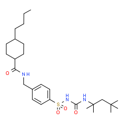 ChemSpider 2D Image | 4-Butyl-N-(4-{[(2,4,4-trimethyl-2-pentanyl)carbamoyl]sulfamoyl}benzyl)cyclohexanecarboxamide | C27H45N3O4S