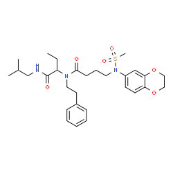 ChemSpider 2D Image | 4-[2,3-Dihydro-1,4-benzodioxin-6-yl(methylsulfonyl)amino]-N-[1-(isobutylamino)-1-oxo-2-butanyl]-N-(2-phenylethyl)butanamide | C29H41N3O6S