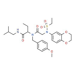 ChemSpider 2D Image | 2-{[N-(2,3-Dihydro-1,4-benzodioxin-6-yl)-N-(ethylsulfonyl)glycyl](4-methoxybenzyl)amino}-N-isobutylbutanamide | C28H39N3O7S