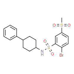 ChemSpider 2D Image | 2-Bromo-5-(methylsulfonyl)-N-(4-phenylcyclohexyl)benzenesulfonamide | C19H22BrNO4S2