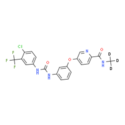 ChemSpider 2D Image | 5-[3-({[4-Chloro-3-(trifluoromethyl)phenyl]carbamoyl}amino)phenoxy]-N-(~2~H_3_)methyl-2-pyridinecarboxamide | C21H13D3ClF3N4O3