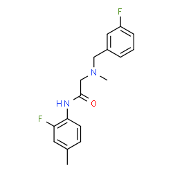 ChemSpider 2D Image | N~2~-(3-Fluorobenzyl)-N-(2-fluoro-4-methylphenyl)-N~2~-methylglycinamide | C17H18F2N2O