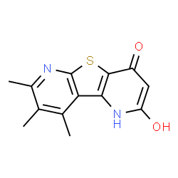 ChemSpider 2D Image | 2-Hydroxy-7,8,9-trimethylpyrido[2',3':4,5]thieno[2,3-b]pyridin-4(1H)-one | C13H12N2O2S