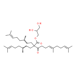 ChemSpider 2D Image | 2,3-Dihydroxypropyl (6E)-2,2-bis[(2E)-3,7-dimethyl-2,6-octadien-1-yl]-7,11-dimethyl-3-oxo-6,10-dodecadienoate | C37H60O5