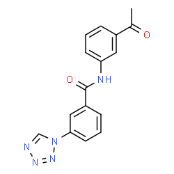 ChemSpider 2D Image | N-(3-Acetylphenyl)-3-(1H-tetrazol-1-yl)benzamide | C16H13N5O2