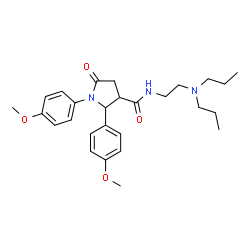 ChemSpider 2D Image | N-[2-(Dipropylamino)ethyl]-1,2-bis(4-methoxyphenyl)-5-oxo-3-pyrrolidinecarboxamide | C27H37N3O4