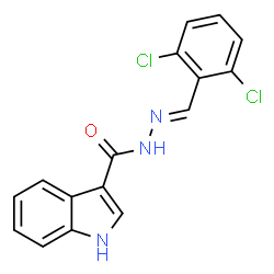 ChemSpider 2D Image | N'-[(E)-(2,6-Dichlorophenyl)methylene]-1H-indole-3-carbohydrazide | C16H11Cl2N3O