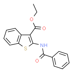 ChemSpider 2D Image | Ethyl 2-(benzoylamino)-1-benzothiophene-3-carboxylate | C18H15NO3S
