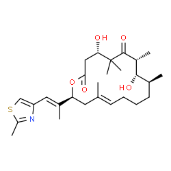 ChemSpider 2D Image | (4S,7R,8S,9S,13E,16S)-4,8-Dihydroxy-5,5,7,9,14-pentamethyl-16-[(1E)-1-(2-methyl-1,3-thiazol-4-yl)-1-propen-2-yl]oxacyclohexadec-13-ene-2,6-dione | C27H41NO5S