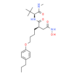 ChemSpider 2D Image | (2R)-N~1~-[(2S)-3,3-Dimethyl-1-(methylamino)-1-oxo-2-butanyl]-N~4~-hydroxy-2-[4-(4-propylphenoxy)butyl]succinamide | C24H39N3O5