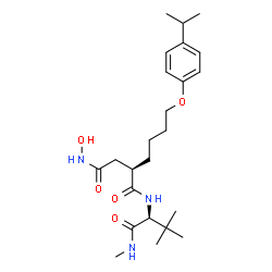 ChemSpider 2D Image | (2R)-N~1~-[(2S)-3,3-Dimethyl-1-(methylamino)-1-oxo-2-butanyl]-N~4~-hydroxy-2-[4-(4-isopropylphenoxy)butyl]succinamide | C24H39N3O5