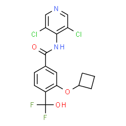 ChemSpider 2D Image | 3-(Cyclobutyloxy)-N-(3,5-dichloro-4-pyridinyl)-4-[difluoro(hydroxy)methyl]benzamide | C17H14Cl2F2N2O3