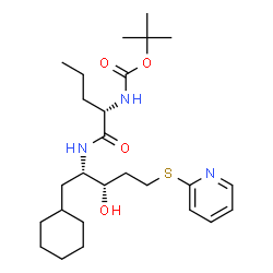 ChemSpider 2D Image | 1-Cyclohexyl-1,2,4-trideoxy-2-[(N-{[(2-methyl-2-propanyl)oxy]carbonyl}-L-norvalyl)amino]-5-S-2-pyridinyl-5-thio-L-threo-pentitol | C26H43N3O4S