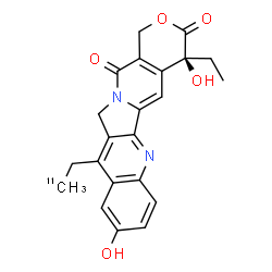 ChemSpider 2D Image | (4S)-4-Ethyl-11-[(2-~11~C)ethyl]-4,9-dihydroxy-1H-pyrano[3',4':6,7]indolizino[1,2-b]quinoline-3,14(4H,12H)-dione | C2111CH20N2O5