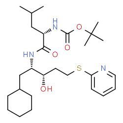 ChemSpider 2D Image | 1-Cyclohexyl-1,2,4-trideoxy-2-[(N-{[(2-methyl-2-propanyl)oxy]carbonyl}-L-leucyl)amino]-5-S-2-pyridinyl-5-thio-L-threo-pentitol | C27H45N3O4S