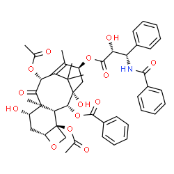 ChemSpider 2D Image | (2beta,5beta,7beta,10beta,13alpha)-4,10-Diacetoxy-13-{[(2R,3S)-3-(benzoylamino)-2-hydroxy-3-phenylpropanoyl]oxy}-1,7-dihydroxy-9-oxo-5,20-epoxytax-11-en-2-yl benzoate | C47H51NO14