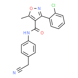 ChemSpider 2D Image | 3-(2-Chlorophenyl)-N-[4-(cyanomethyl)phenyl]-5-methyl-1,2-oxazole-4-carboxamide | C19H14ClN3O2