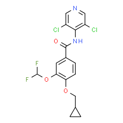 ChemSpider 2D Image | 4-(Cyclopropylmethoxy)-N-(3,5-dichloro-4-pyridinyl)-3-(difluoromethoxy)benzamide | C17H14Cl2F2N2O3