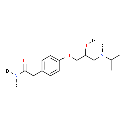 ChemSpider 2D Image | 2-(4-{2-(~2~H)Hydroxy-3-[isopropyl(~2~H)amino]propoxy}phenyl)(N,N-~2~H_2_)acetamide | C14H18D4N2O3