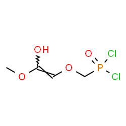 ChemSpider 2D Image | ({[(E)-2-Hydroxy-2-methoxyvinyl]oxy}methyl)phosphonic dichloride | C4H7Cl2O4P