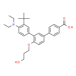 ChemSpider 2D Image | 4''-(Diethylamino)-4'-(3-hydroxypropoxy)-3''-(2-methyl-2-propanyl)-1,1':3',1''-terphenyl-4-carboxylic acid | C30H37NO4